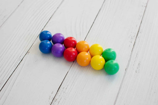 Connetix Lot de 12 boules arc-en-ciel en bois