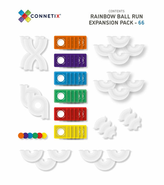 Connetix Pack d'extension parcours de billes arc-en-ciel - 66 pièces