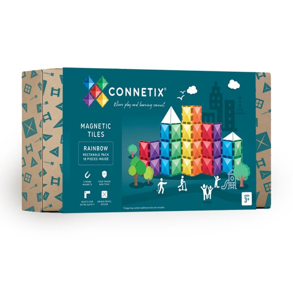 Connetix Tiles Jeu magnétique Rectangles arc-en-ciel Lot de 18