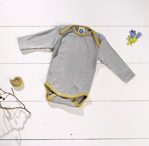 Cosilana Body manches longues gris/vert - laine/soie