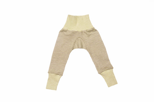 Cosilana Pantalon laine/soie vert/prune/naturel rayé