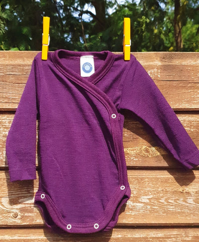 Cosilana Body kimono manches longues violet - Laine/soie