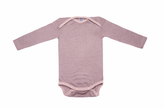 Cosilana Body manches longues laine/soie rose/gris/naturel rayé