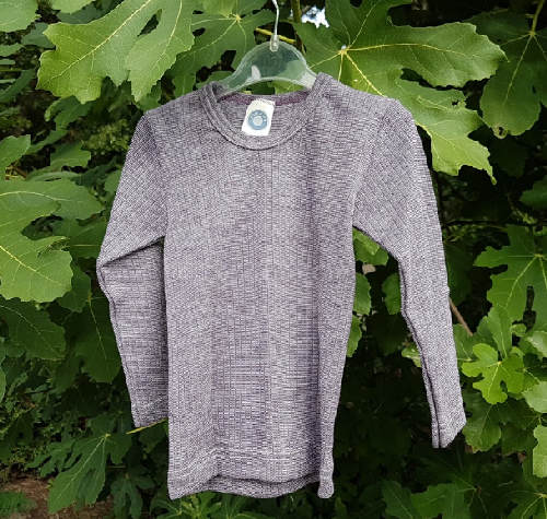 Cosilana T-shirt manches longues Enfant prune chiné - Laine/soie/coton bio