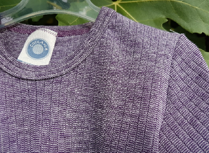 Cosilana T-shirt manches longues Enfant prune chiné - Laine/soie/coton bio