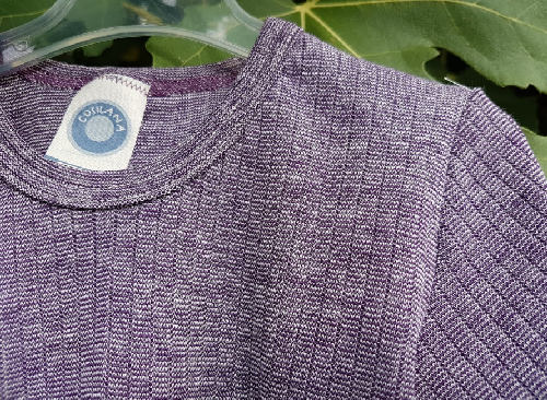Cosilana T-shirt manches longues Enfant prune chiné - Laine/soie/coton bio