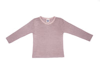 Cosilana T-shirt manches longues enfants Laine/soie rose/gris/naturel rayé