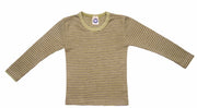 Cosilana T-shirt manches longues enfants Laine/soie vert/prune/naturel rayé