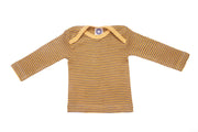 Cosilana T-shirt manches longues laine/soie jaune/prune/naturel rayé
