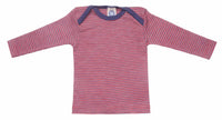 Cosilana T-shirt manches longues laine/soie rouge/marine/naturel rayé
