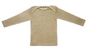 Cosilana T-shirt manches longues laine/soie vert/prune/naturel rayé