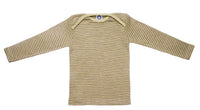 Cosilana T-shirt manches longues laine/soie vert/prune/naturel rayé