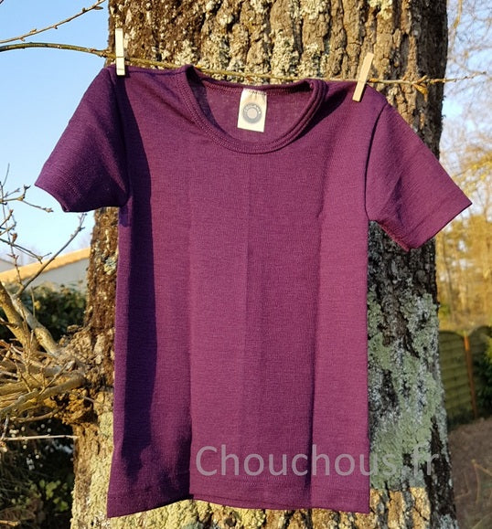 Cosilana T-shirt Enfant manches courtes violet - laine/soie