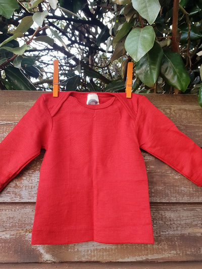 Cosilana T-shirt manches longues Rouge - laine/soie