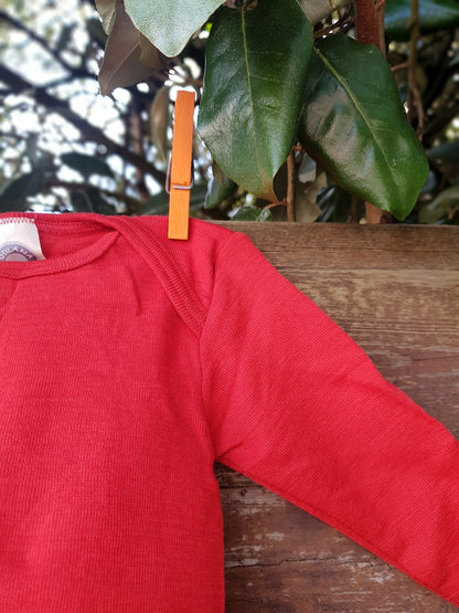 Cosilana T-shirt manches longues Rouge - laine/soie