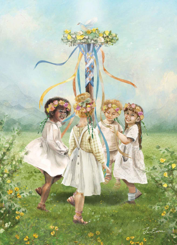 Carte Postale Danser autour de l'arbre de Mai