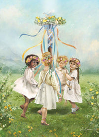 Carte Postale Danser autour de l'arbre de Mai