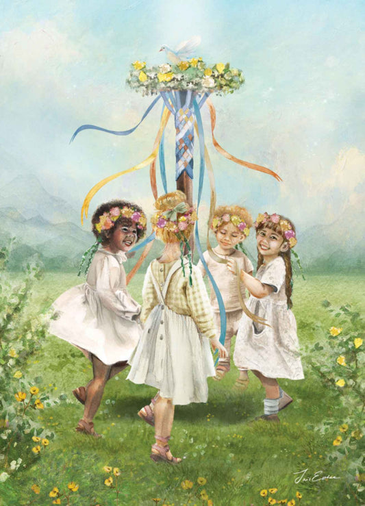 Carte Postale Danser autour de l'arbre de Mai