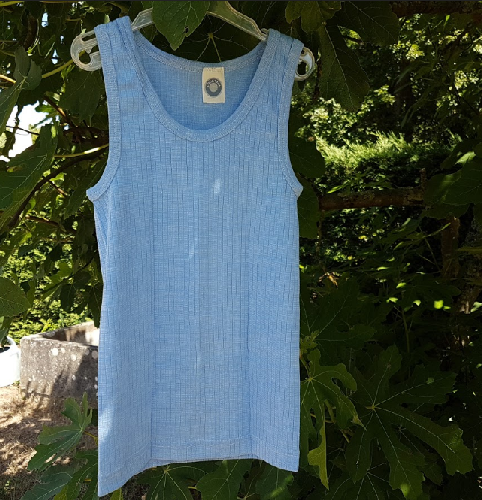 Cosilana débardeur enfant Bleu ciel - Laine/Soie/Coton bio