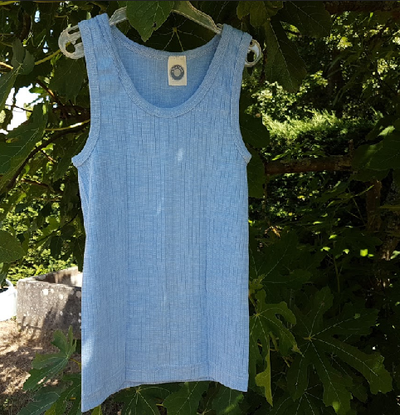 Cosilana débardeur enfant Bleu ciel - Laine/Soie/Coton bio