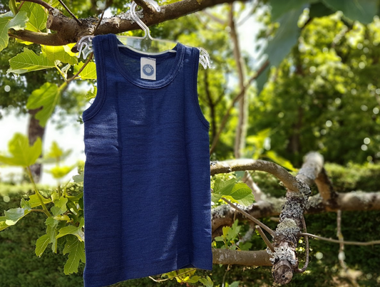 Cosilana débardeur enfant bleu marine laine/Soie