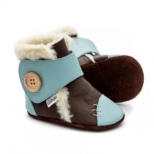 Bottines fourrées en cuir souple Liliputi Earth