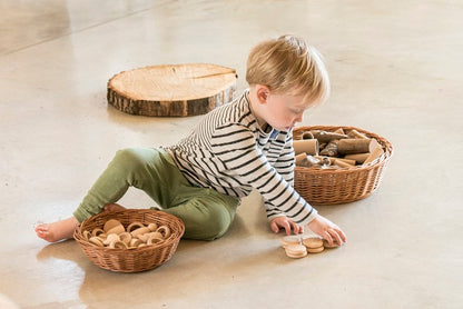 Ensemble de Nins, anneaux et pièces en bois naturel Grapat