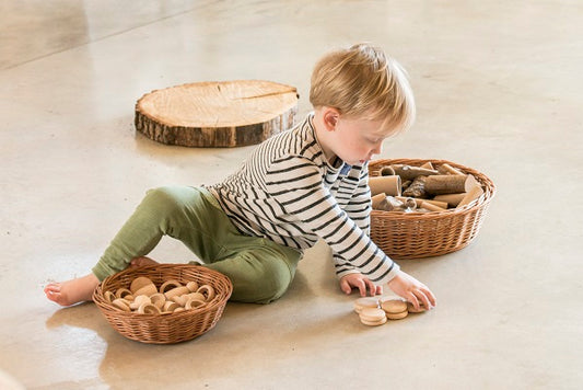 Ensemble de Nins, anneaux et pièces en bois naturel Grapat