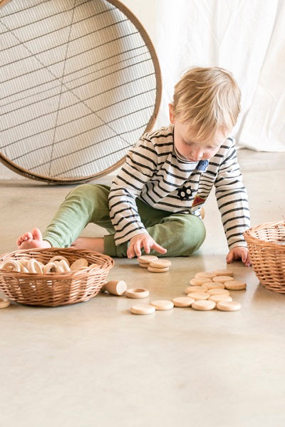 Ensemble de Nins, anneaux et pièces en bois naturel Grapat