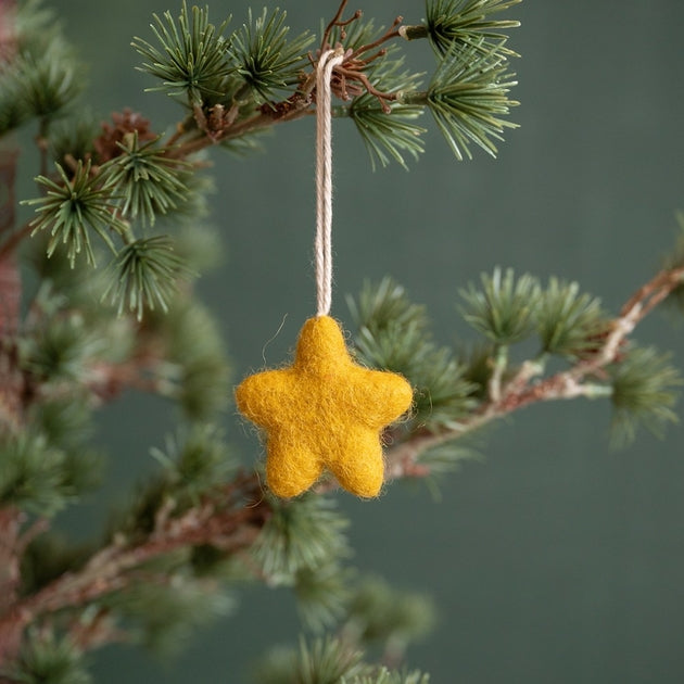Suspension de Noël en feutrine de laine Etoile Jaune