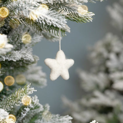 Suspension de Noël en feutrine de laine Etoile Blanche