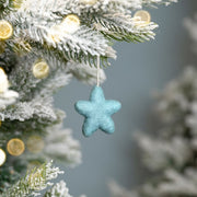 Suspension de Noël en feutrine de laine Etoile Bleu glace