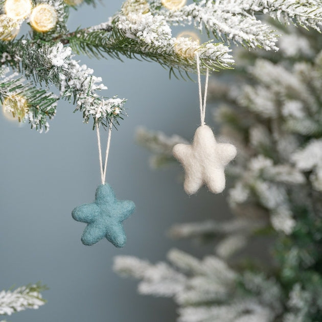Suspension de Noël en feutrine de laine Etoile Bleu glace