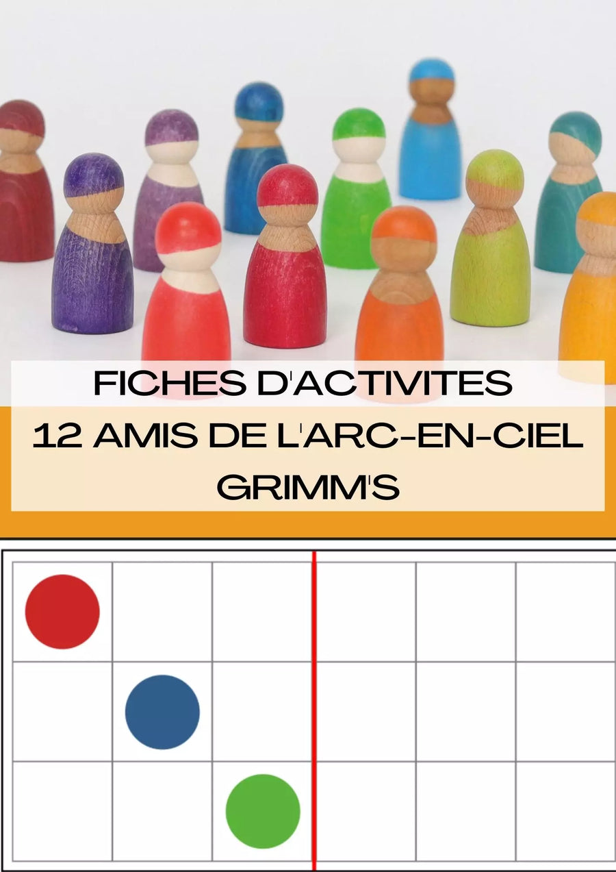 Fiches d'activités avec les 12 amis de l'arc-en-ciel Grimm's