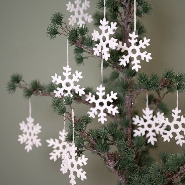 Suspension de Noël en feutrine de laine Flocon de neige - Lot de 10