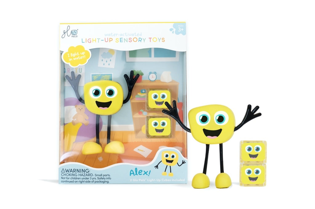 Glo Pals Personnage Alex Jaune + 2 cubes lumineux
