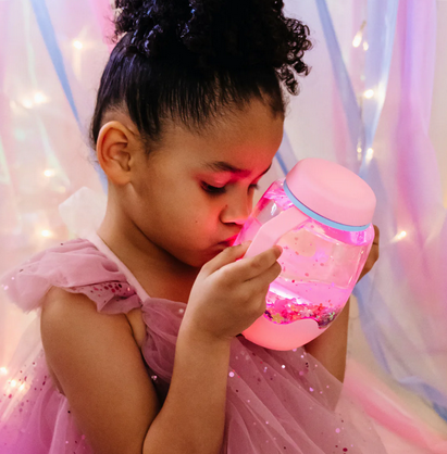 Bouteille de jeu sensoriel à remplir Glo Pals Bubblegum Rose