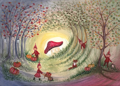 Carte postale Gnomes - Illustratrice Bijdehansje