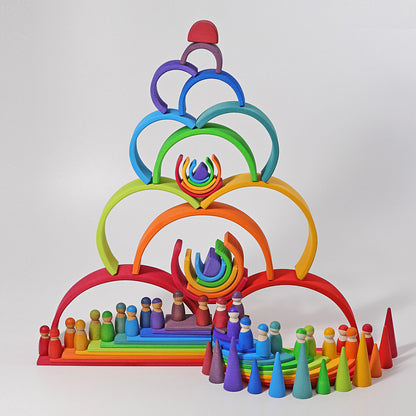 Pack Jouets libres Grimm's Grand arc-en-ciel + demi cercles + 12 amis