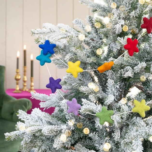 Guirlande de décoration en feutrine de laine Etoiles Multicolor