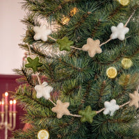 Guirlande de décoration en feutrine de laine Etoiles Vert clair
