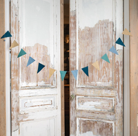 Guirlande de décoration en feutrine de laine Sable et Aqueblue