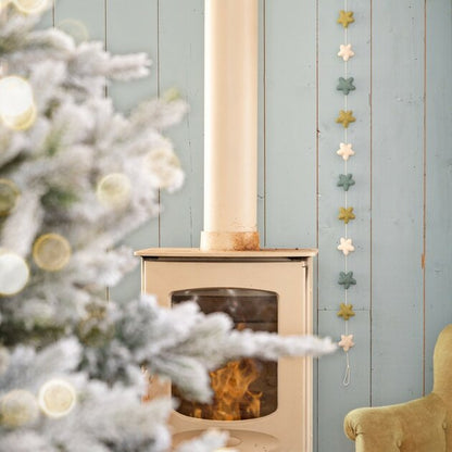 Guirlande de décoration en feutrine de laine Etoiles Bleu glace
