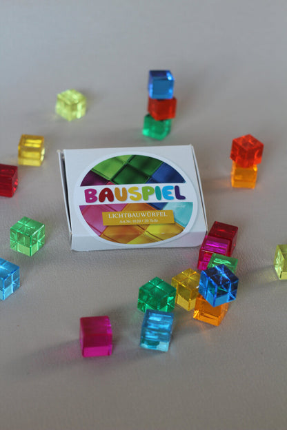 20 cubes translucides colorés Bauspiel