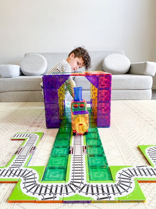 Learn & Grow Toys Toppers - Voie ferrée Train - 36 pièces Magnétiques