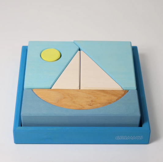 Jeu de construction puzzle Bateau bleu Grimm's