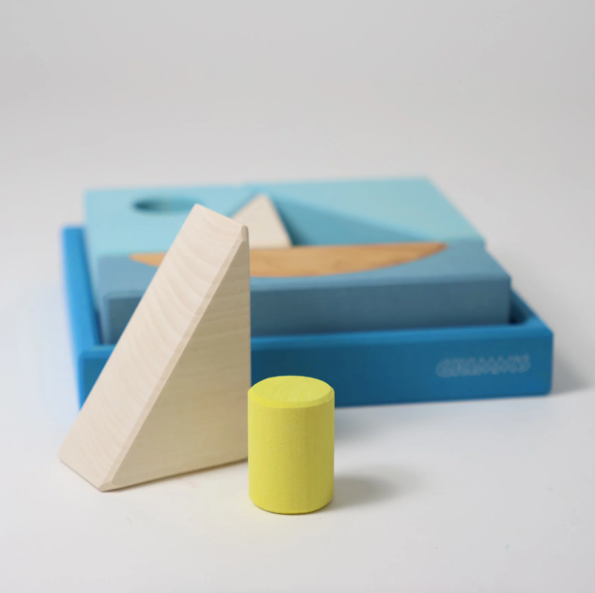 Jeu de construction puzzle Bateau bleu Grimm's