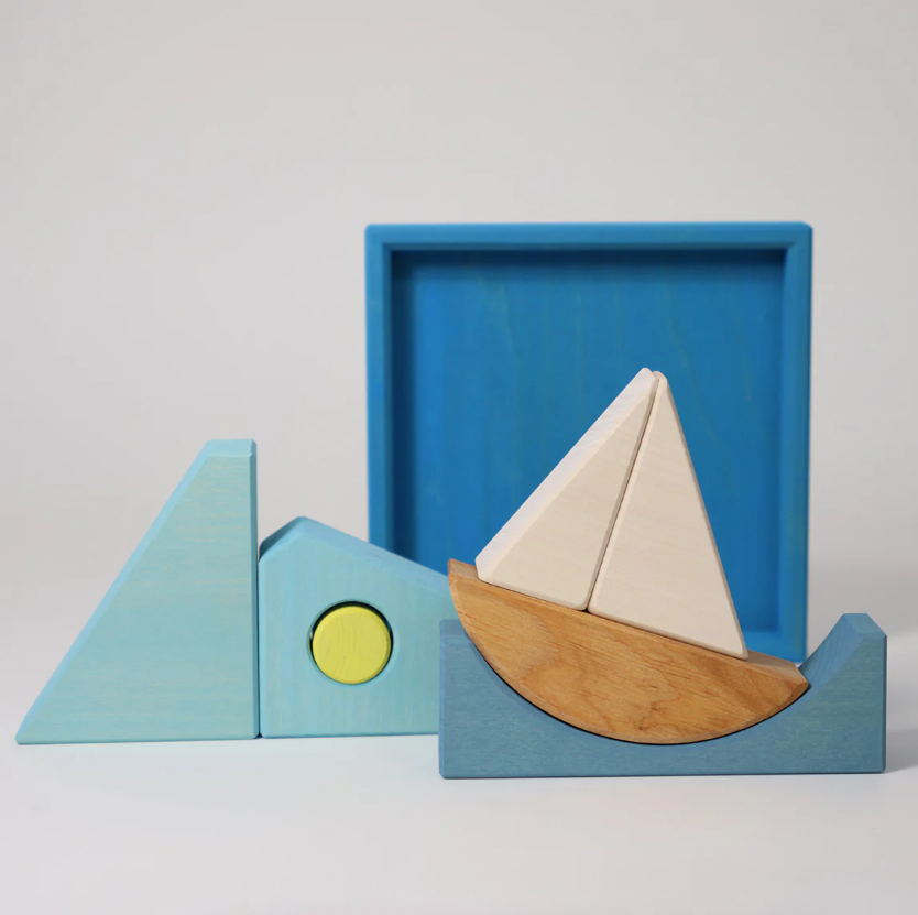 Jeu de construction puzzle Bateau bleu Grimm's