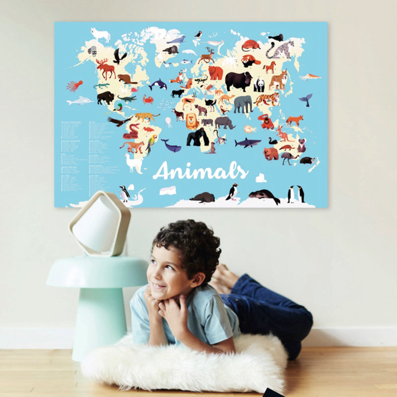 Poster géant + 67 stickers Animaux du monde Poppik
