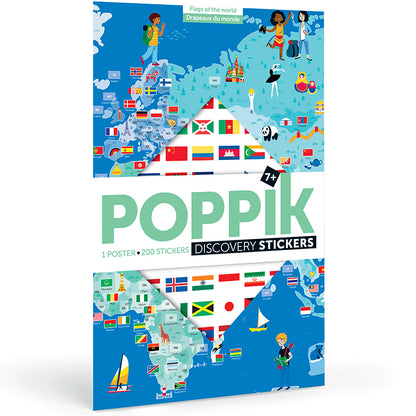 Poster géant + 200 stickers Drapeaux du monde Poppik
